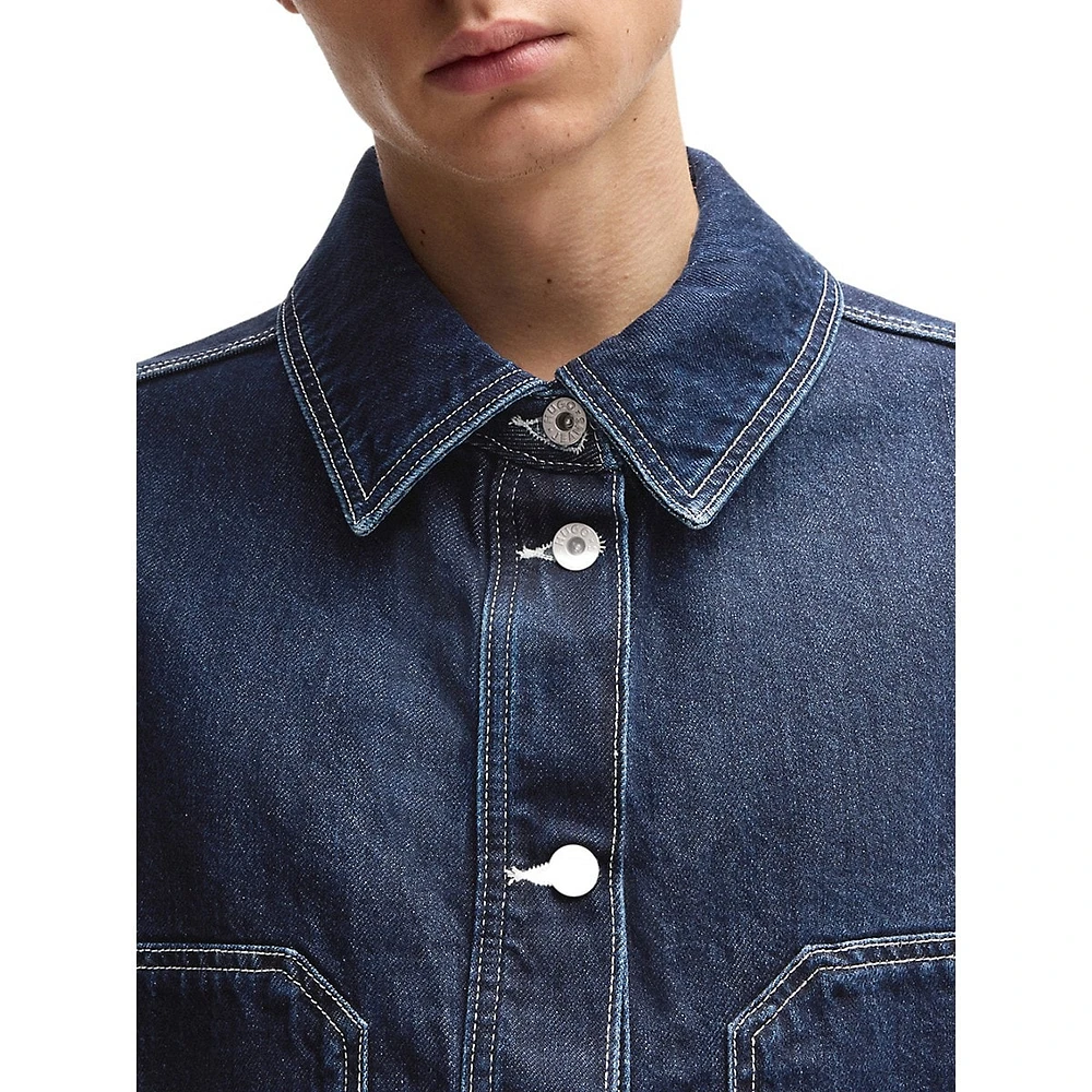 Oversized Contrast-Stitch Denim Jacket