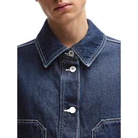 Oversized Contrast-Stitch Denim Jacket