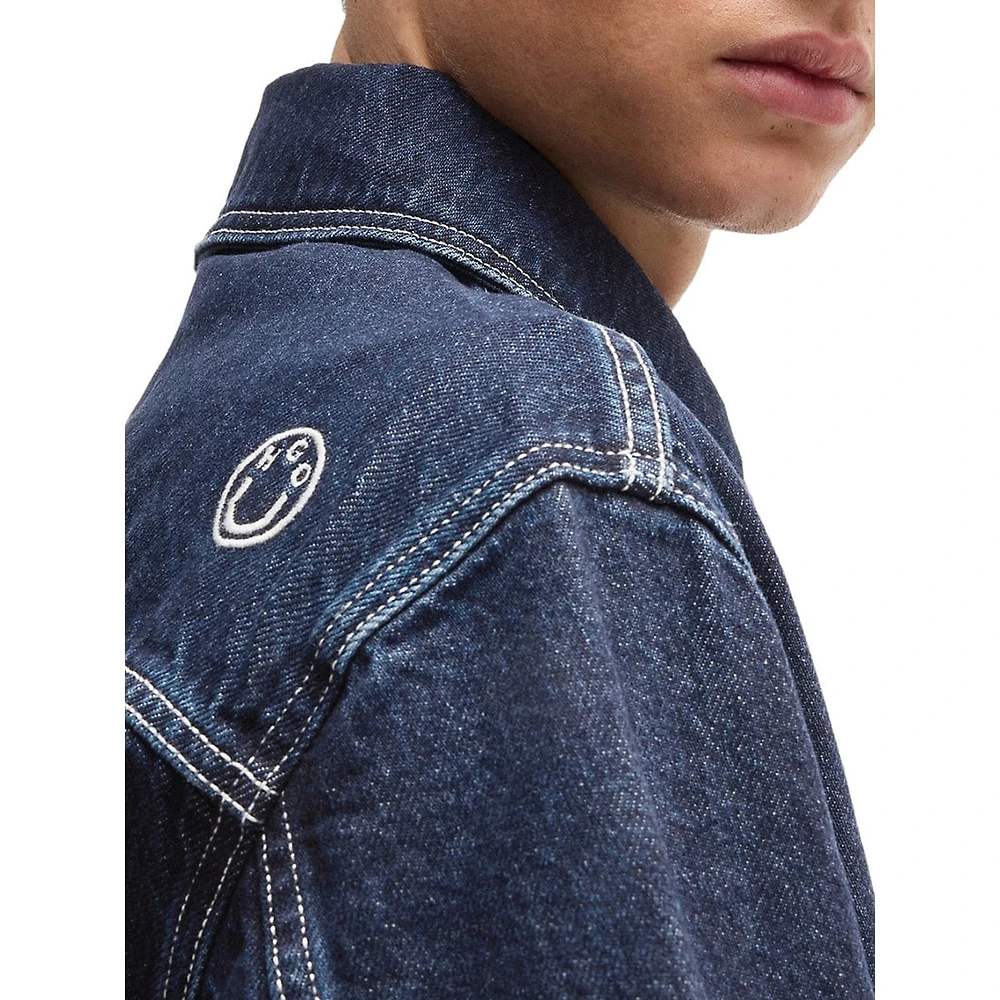 Oversized Contrast-Stitch Denim Jacket