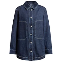 Oversized Contrast-Stitch Denim Jacket