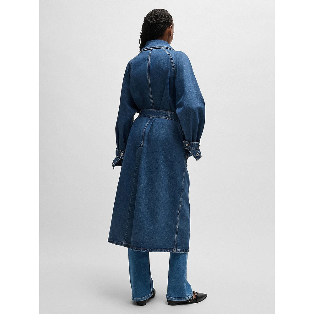 Double-Breasted Denim Trench Coat