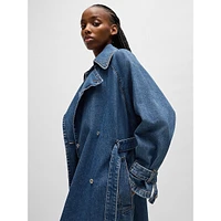 Double-Breasted Denim Trench Coat