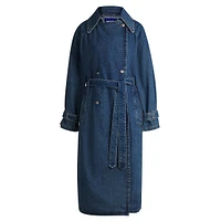 Double-Breasted Denim Trench Coat