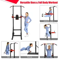 Goplus Multi-function Power Tower Pull Up Bar Dip Stand Home Gym Full-body Workout