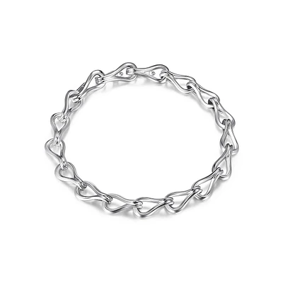 Rhodium-plated Sterling Silver Eternity Link Bracelet