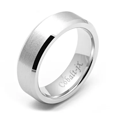 Men's Flat Cobalt Ring With Beveled Edges