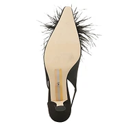 Bianka Feathered Satin Slingback Pumps