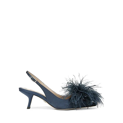 Bianka Feathered Satin Slingback Pumps