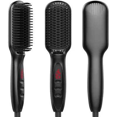 Hair Straightener Brush Straightening Curler Hot Comb Electric Adjustable Heat For Men women