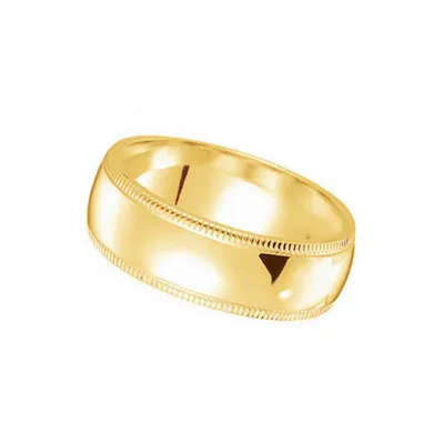 Men's Wedding Ring Dome Comfort-fit Milgrain 18k Yellow Gold (5 Mm)