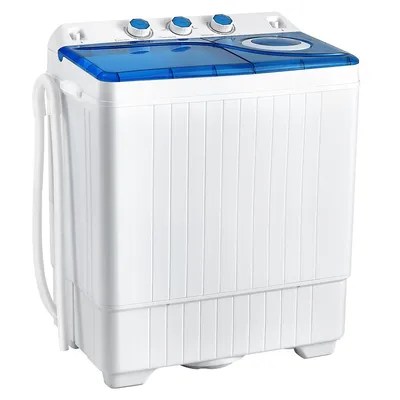 26lbs Portable Semi-automatic Twin Tub Washing Machine W/ Drain Pump