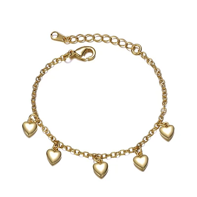 Toddler/kids 14k Gold Plated Dangling Heart Charm Bracelet