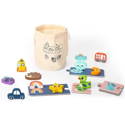 Memory Touch Recognition Game - 33pcs - 2-4 Players Wooden Toy Set, Ages 3+