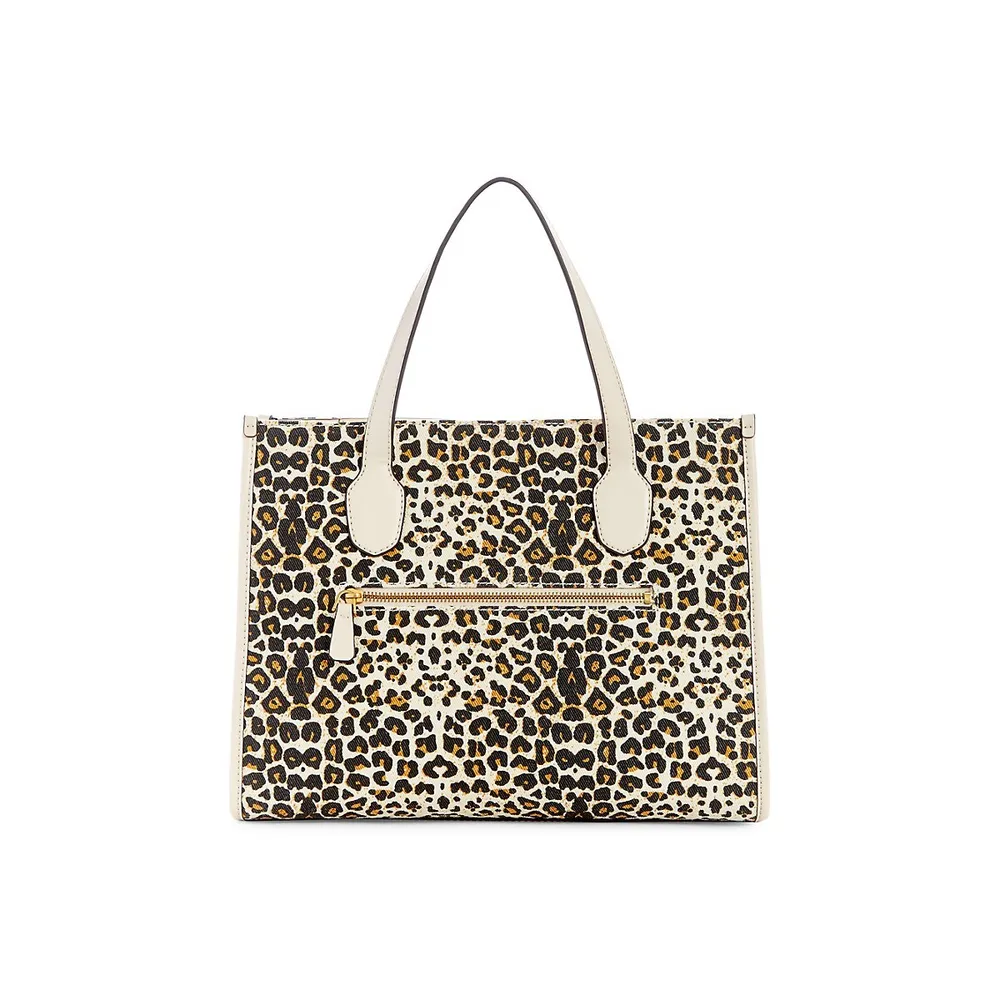 Guess Izzy Leopard Print Tote Bag