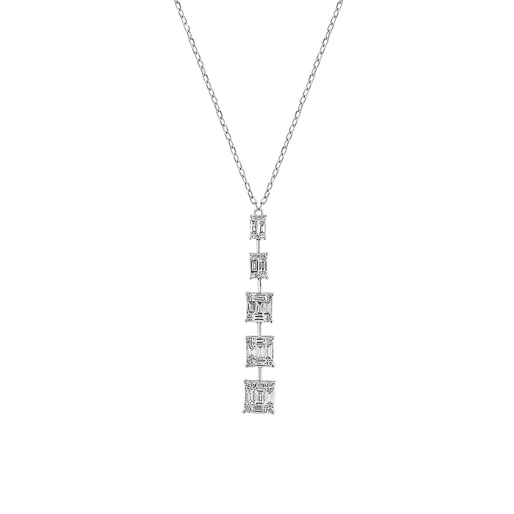 14K White Gold & 0.67 CT. T.W. Diamond Linear Pendant Necklace