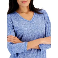 Petite Three-Quarter Sleeve Space-Dyed Top