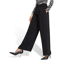 High-Rise Pleated Wide-Leg Dress Pants