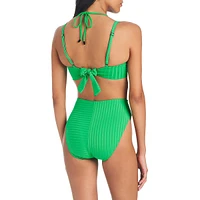 Refresh Rib Double-Layer Look Swim Top