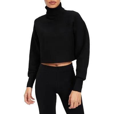 Forever Cropped Rib-Knit Turtleneck Sweater