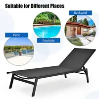 Patio Lounge Chair Chaise Recliner Back Adjustable Garden Deck Brownblack