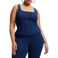 Squareneck Denim Corset Top