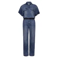 Weightless Short-Sleeve Denim Jumpsuit