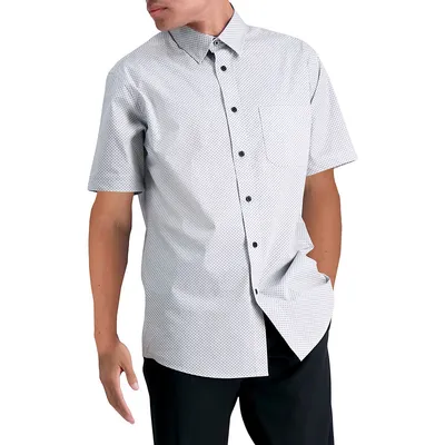 Chemise à manches courtes imprimé microcroisé