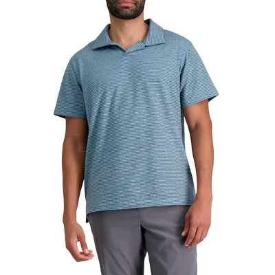 Stripe Open-Collar Polo Shirt