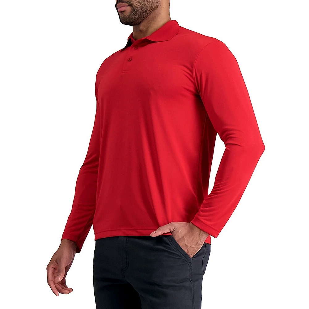 Long-Sleeve Interlock Polo Shirt