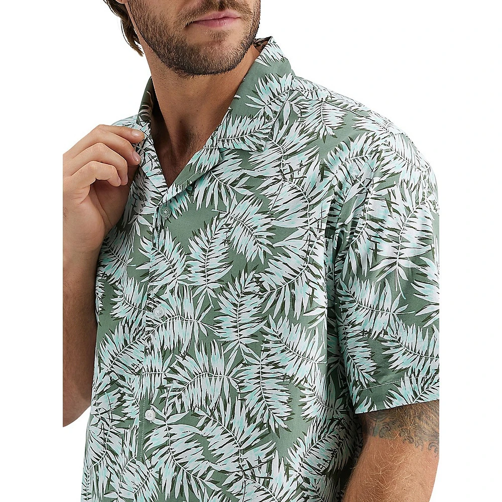 Tropical-Print Camp Shirt