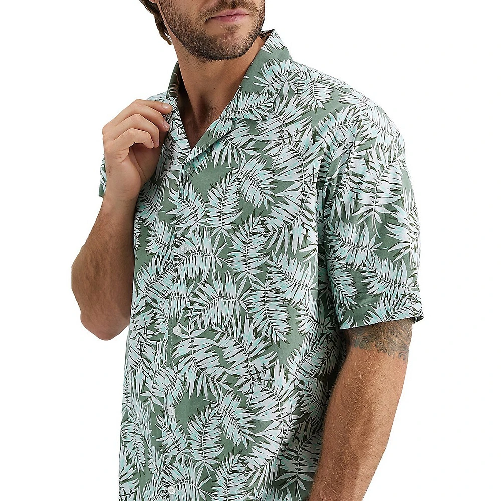 Tropical-Print Camp Shirt