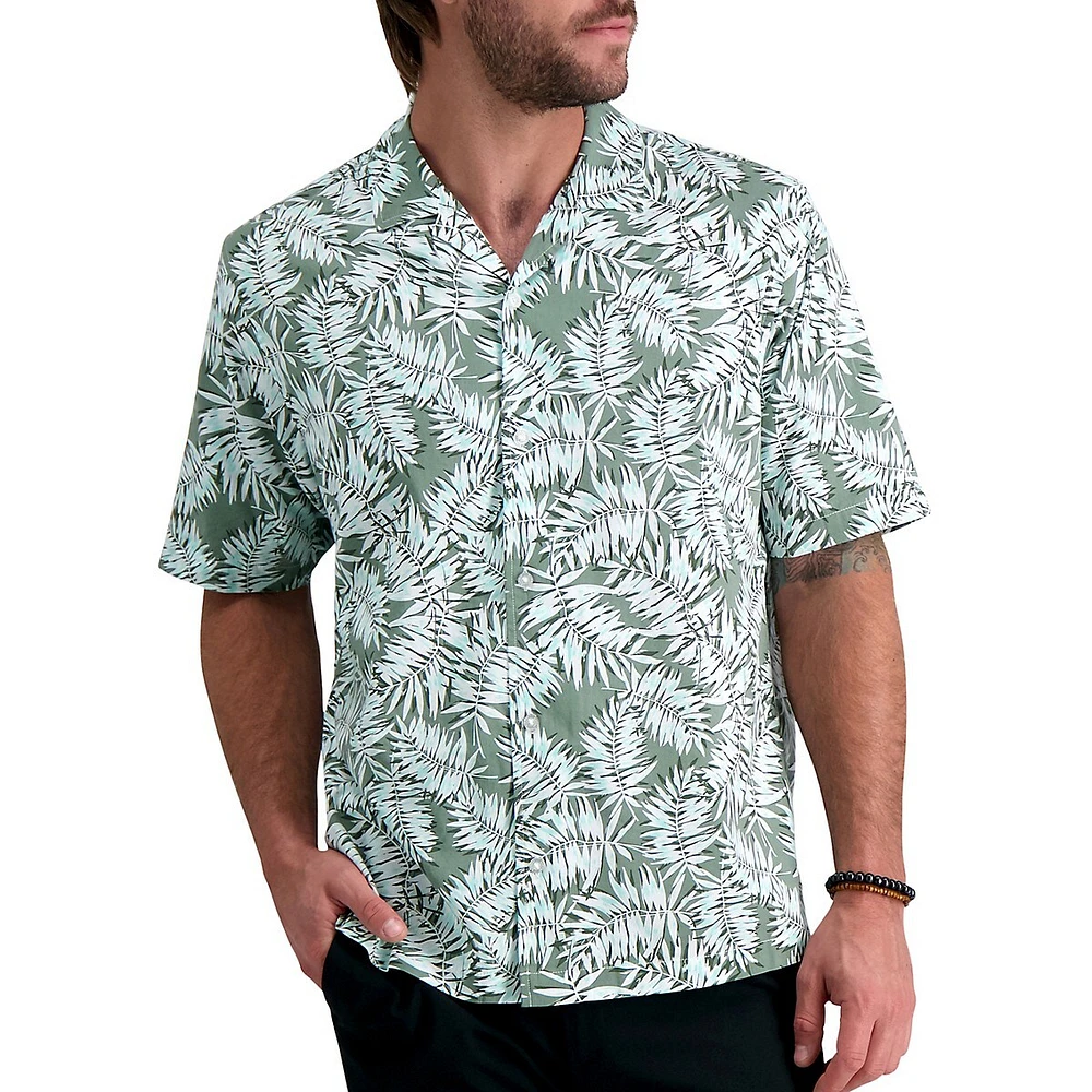 Tropical-Print Camp Shirt