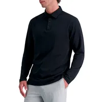 French Terry Long-Sleeve Polo Shirt