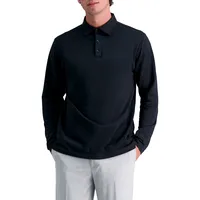 French Terry Long-Sleeve Polo Shirt