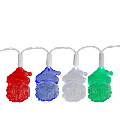 20 Multi-color Santa Claus Led Novelty Christmas Lights - 10 Ft White Wire
