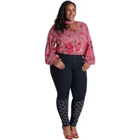 Plus Curvy Red Leopard Print Puff Sleeve Caged Tops