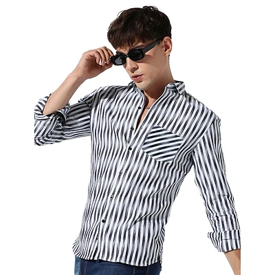 Men's Striped Black,white Casual Shirt