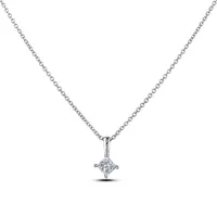 18k White Gold 0.32 Ct Princess Cut Canadian Diamond Solitaire Pendant And Chain