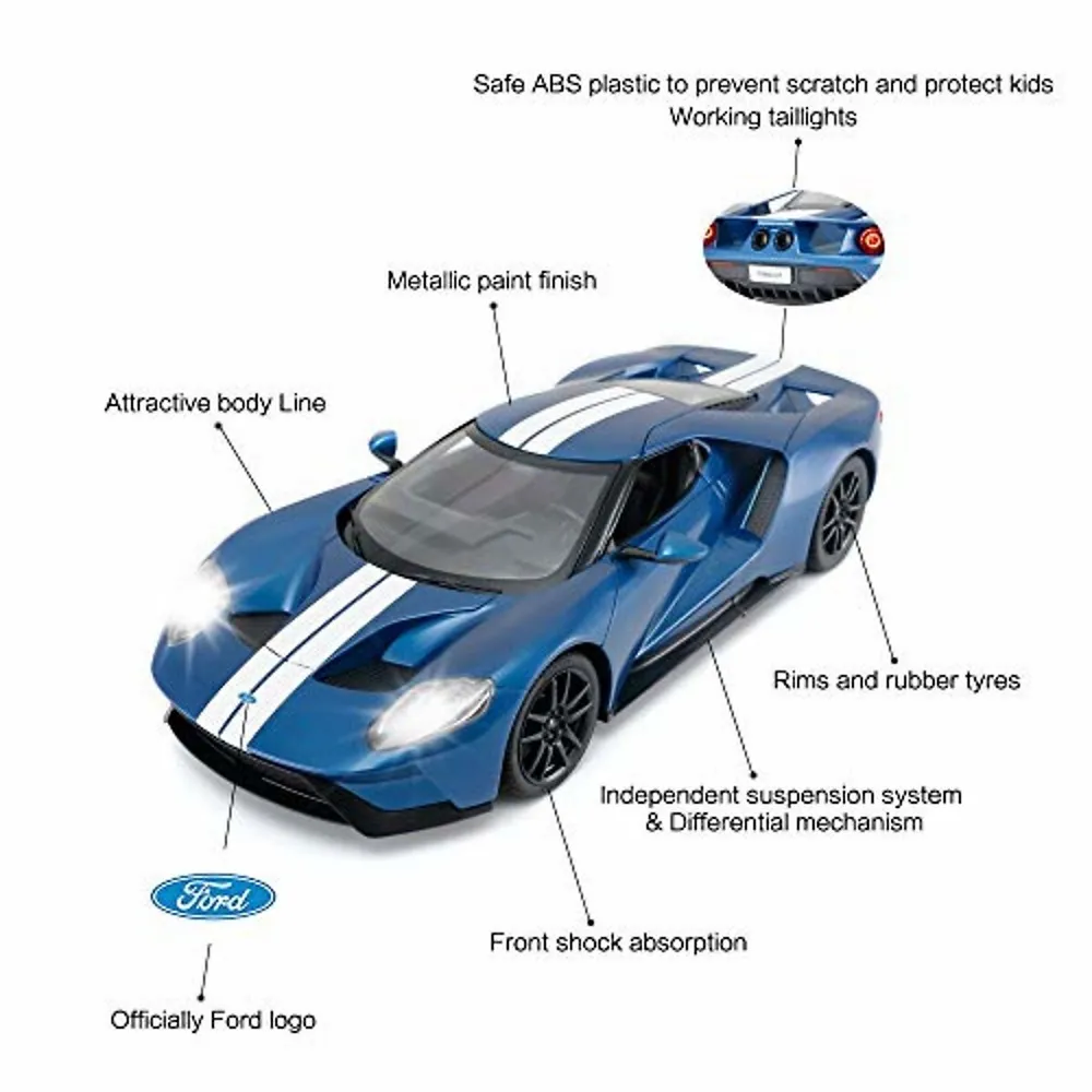 Rastar Rc Car | 1/14 Ford Gt Remote Control Rc Race Toy Car For Kids, Open Doors By Manual