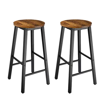 2 Pack Industrial Bar Stools With Footrest, Dining Chairs And Counter Stools For Kitchen Home Bar