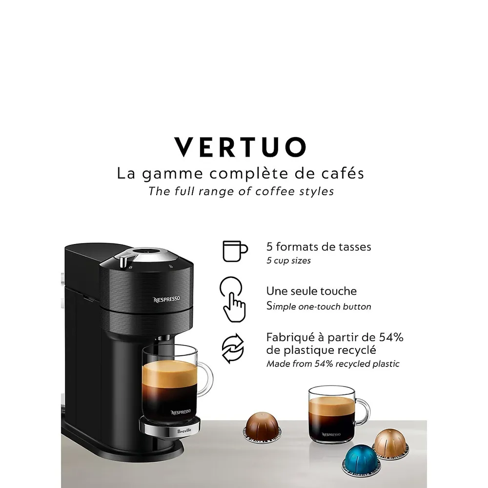 Vertuo Next Deluxe Coffee Machine with Espresso Machine by Breville with Aeroccino, Dark Chrome BNV570DCR1BUC1