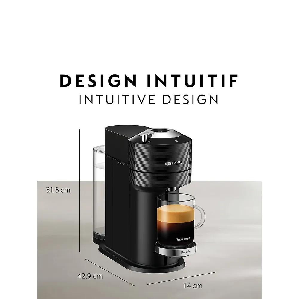 Machine à café et à espresso Vertuo Next Deluxe chrome foncé de Breville avec mousseur à lait Aeroccino, BNV570DCR1BUC1
