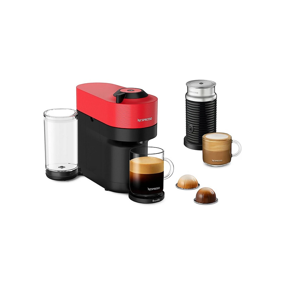 Nespresso Vertuo Pop+ Coffee Pod Machine By Breville With Aeroccino3, Spicy  Red ​BNV151RED1BUC1