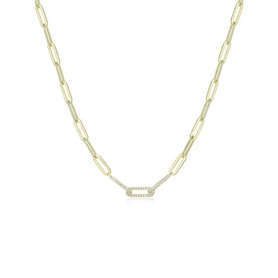 18k Goldplated Sterling Silver & Cubic Zirconia Paperclip Link Chain