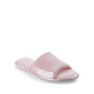 Women's Satin Trim Terry Slide