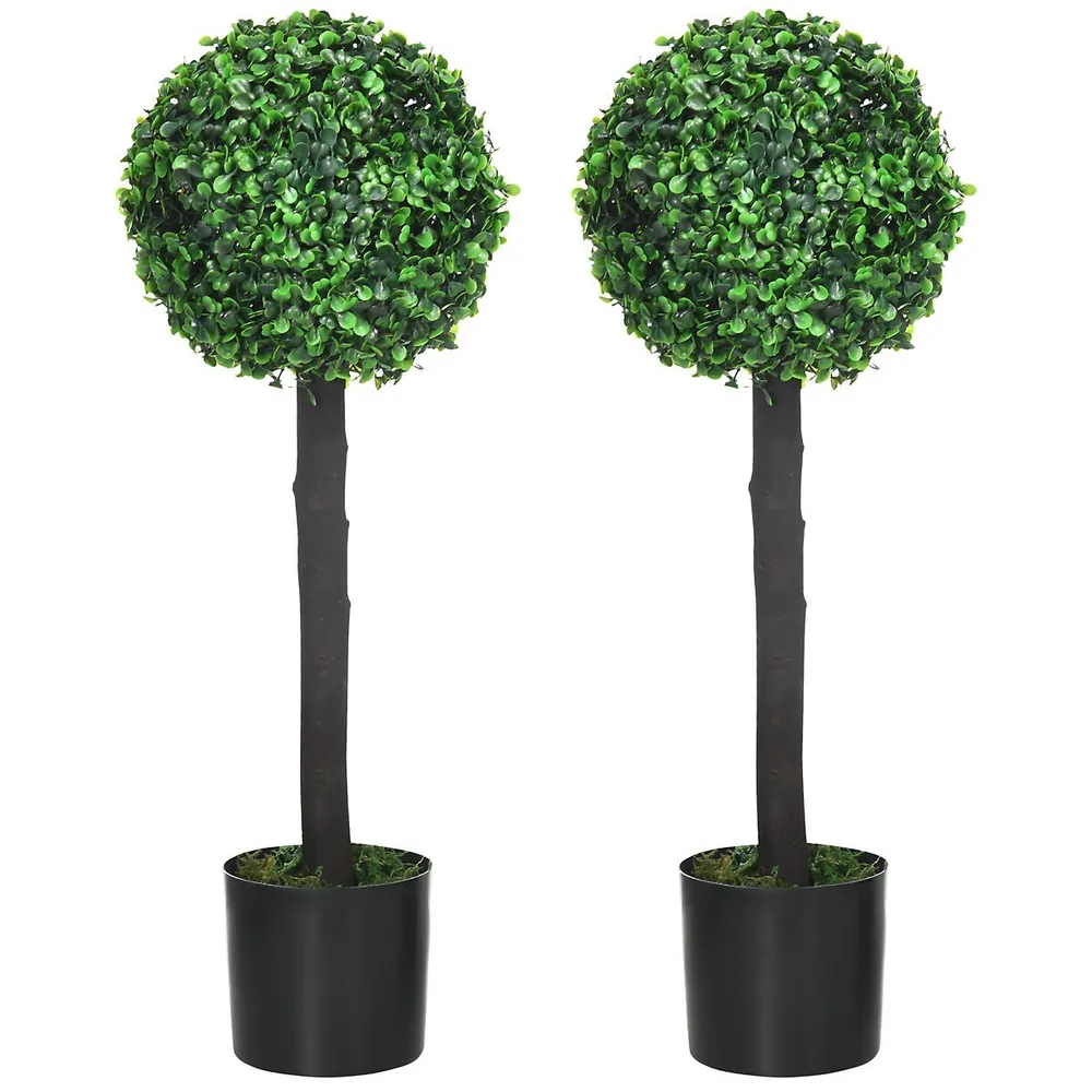 2ft Artificial Boxwood Topiary Ball Trees Set Of 2