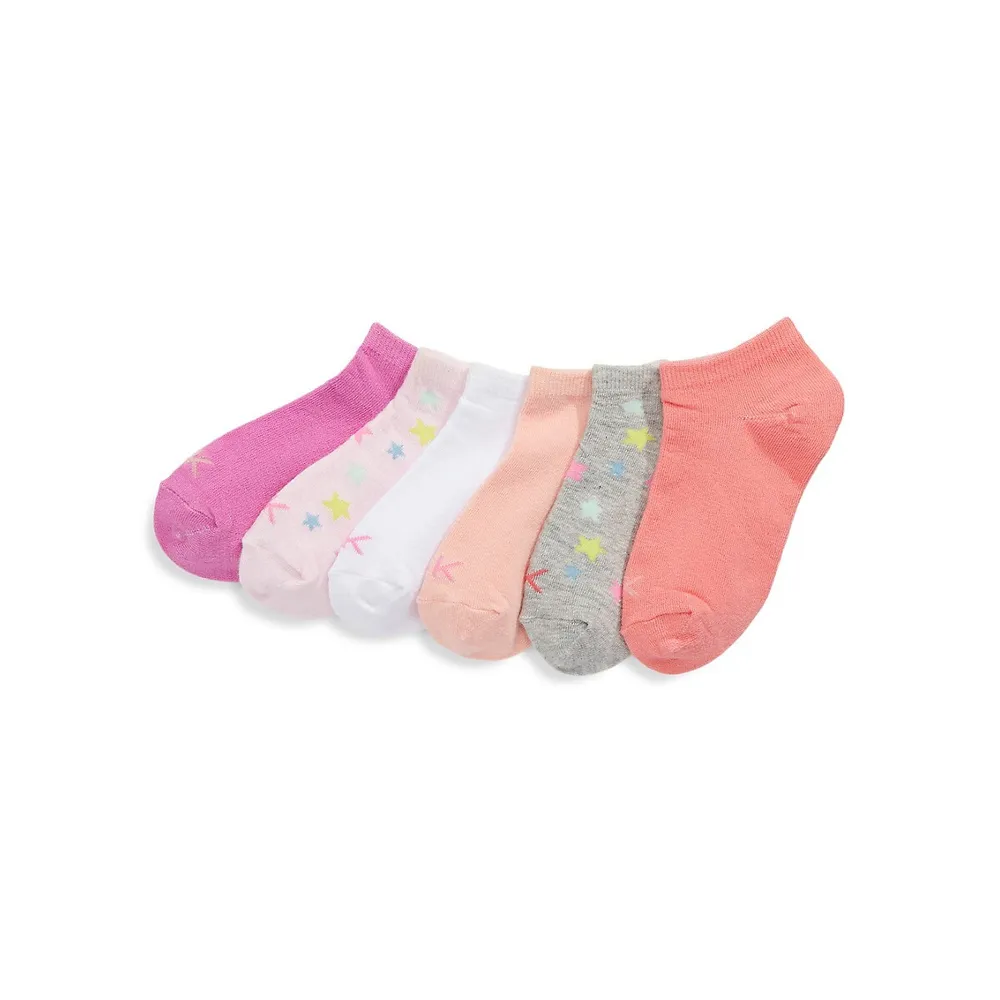 Girl's 6-Pair No Show Ankle Socks