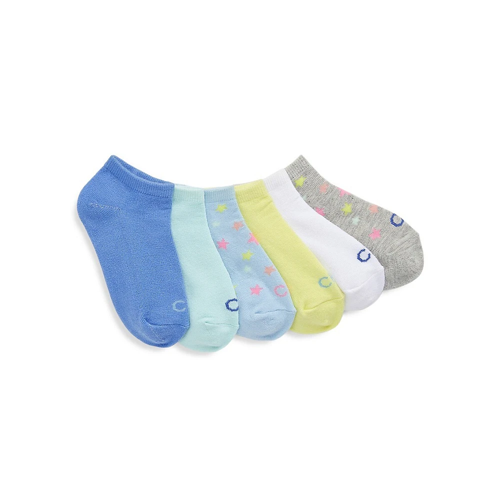 Girl's 6-Pair No Show Ankle Socks