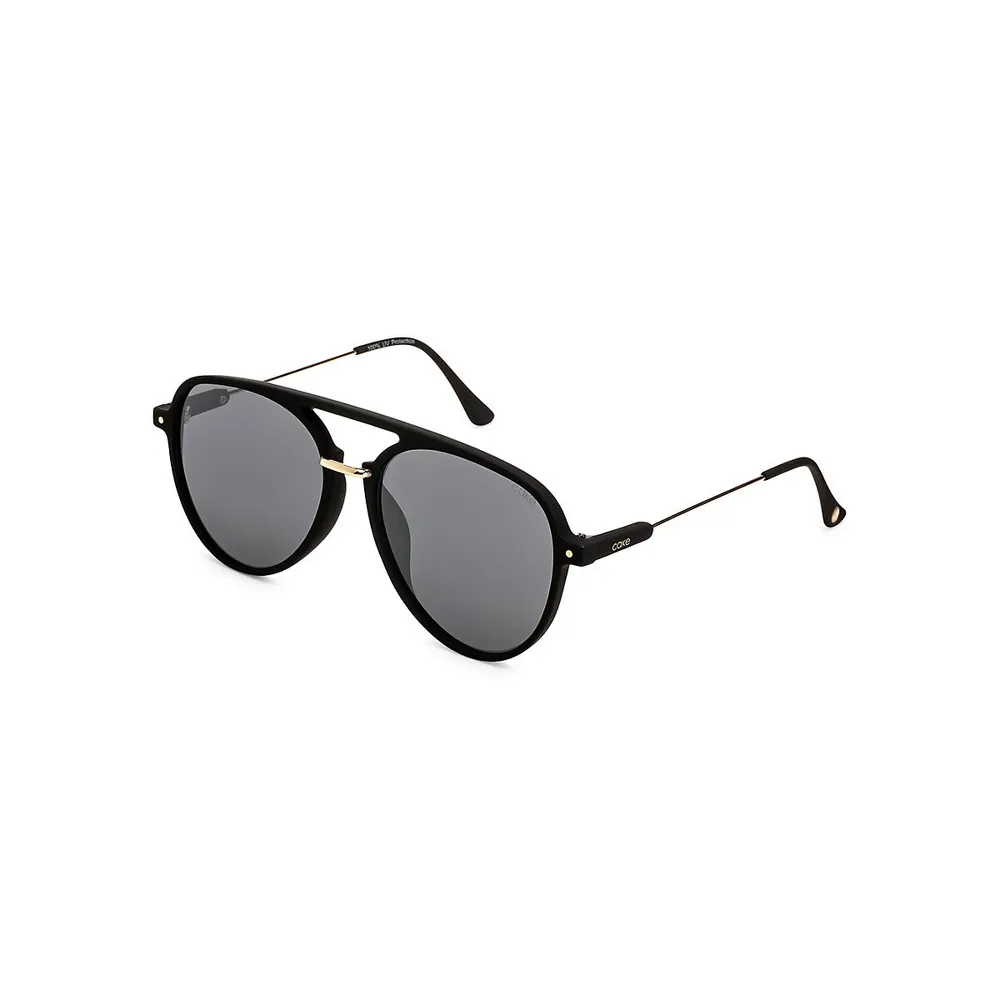 Vienna Black 55MM Aviator Sunglasses