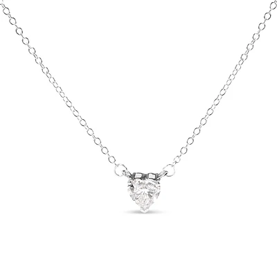 14k White Gold 1.0 Cttw Lab Grown Diamond Heart Shape Solitaire Pendant Necklace (f-g Color, Vs1-vs2 Clarity)